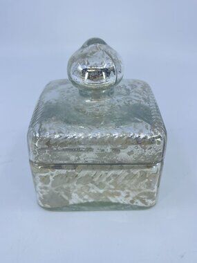vintage anthropologie mercury glass square lidded trinket box